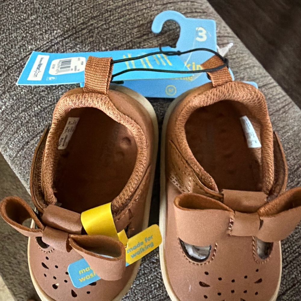 wonder nation Brown Bow Toddler Walker Shoes